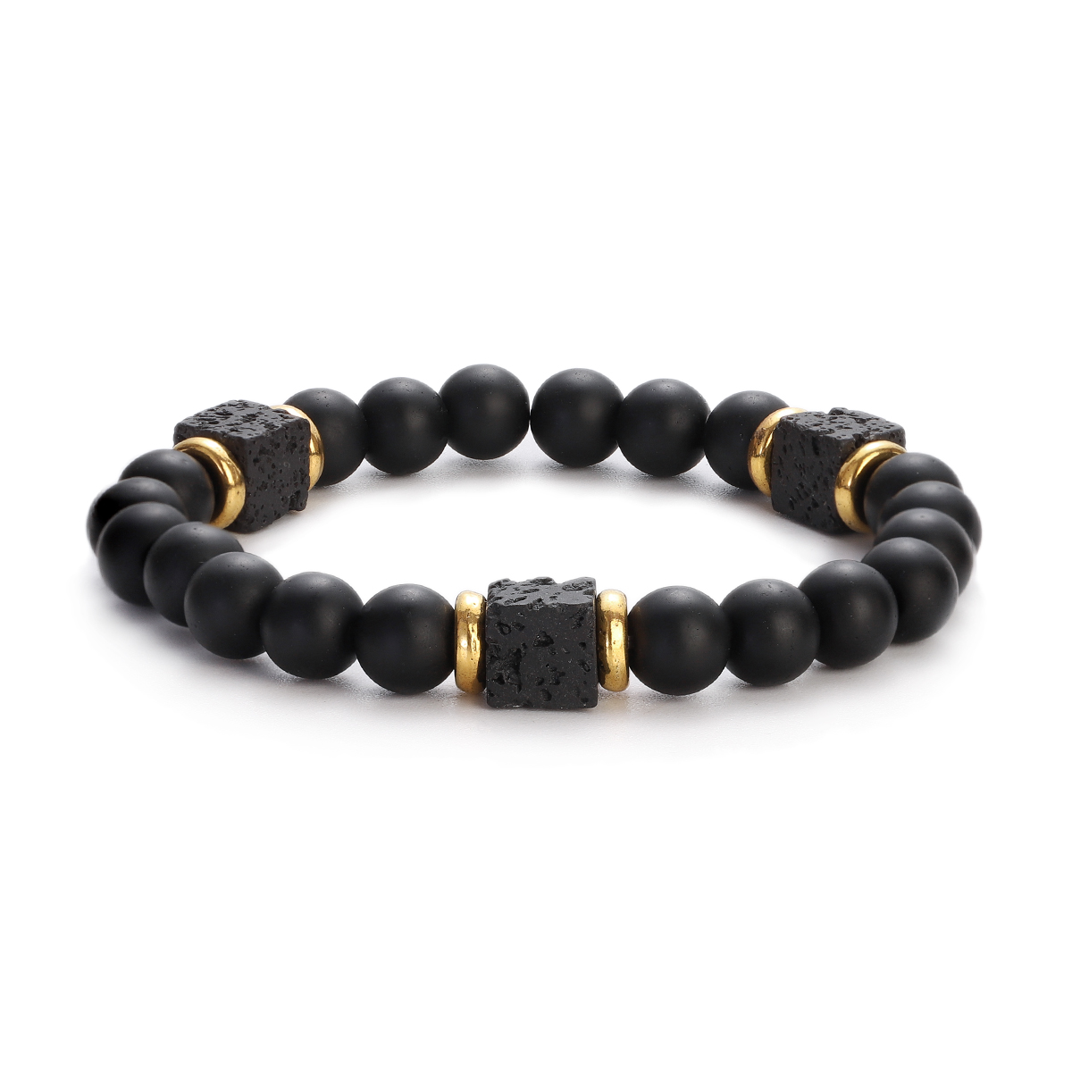 Model Kit Quick - Pulseras clásicas de piedra negra para